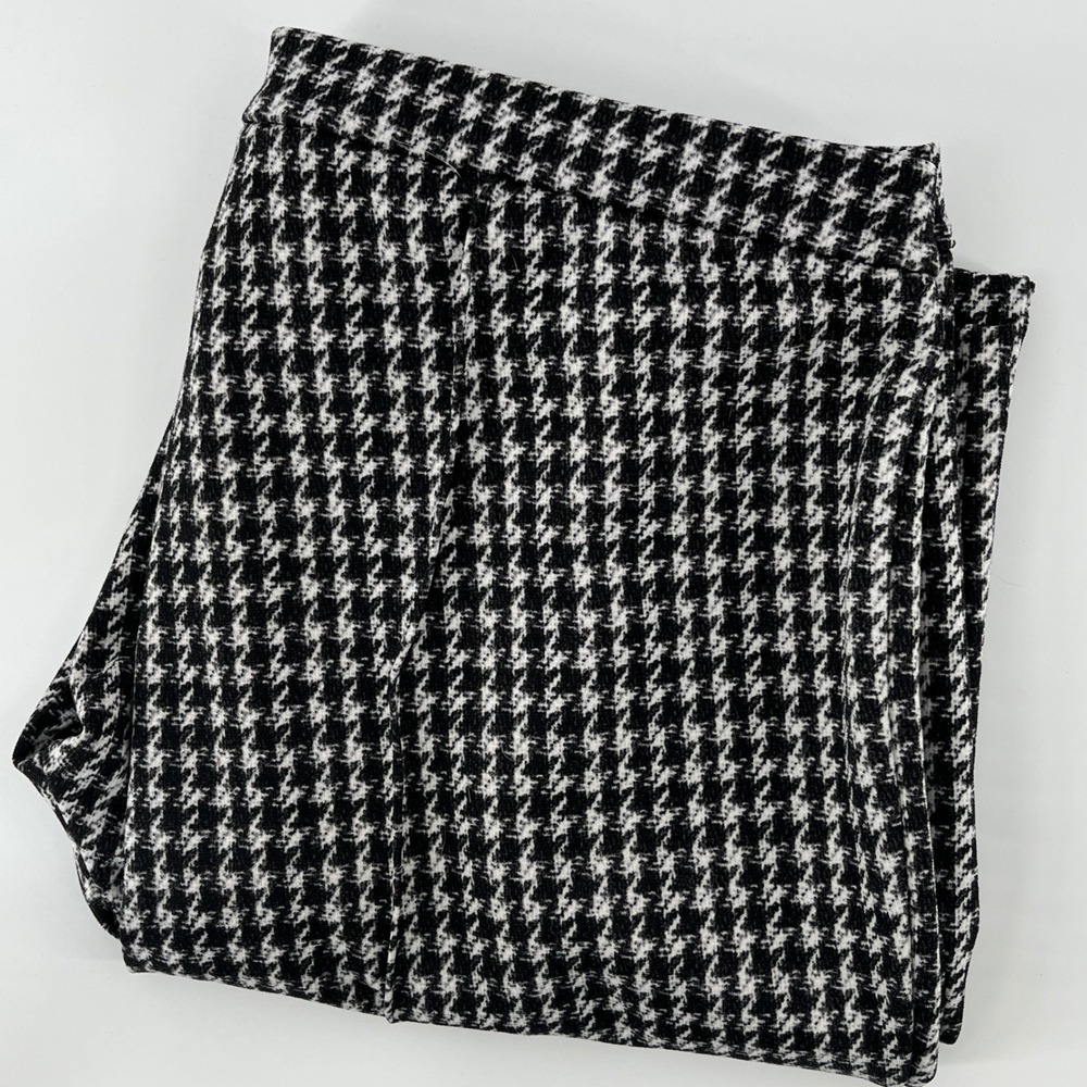 Michael Michael Kors Womens Houndstooth Knit Ankle Pants Black White Size L